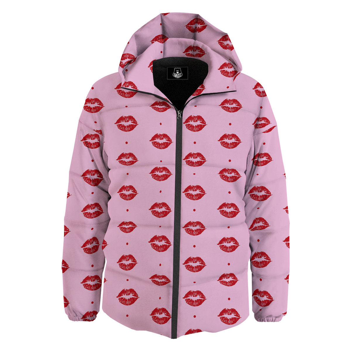 Lips Pink And Red Print Pattern Down Jacket-grizzshop