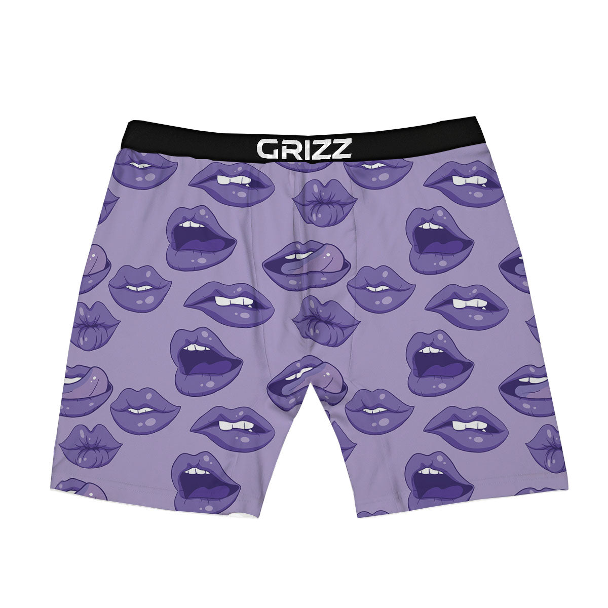 Lips Purple Print Pattern Boxer Briefs-grizzshop