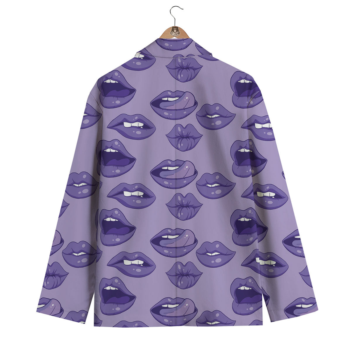 Lips Purple Print Pattern Men's Blazer-grizzshop