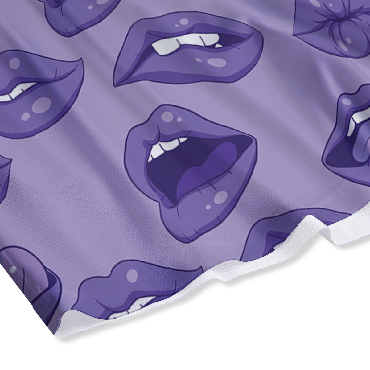 Lips Purple Print Pattern Mesh Shorts-grizzshop