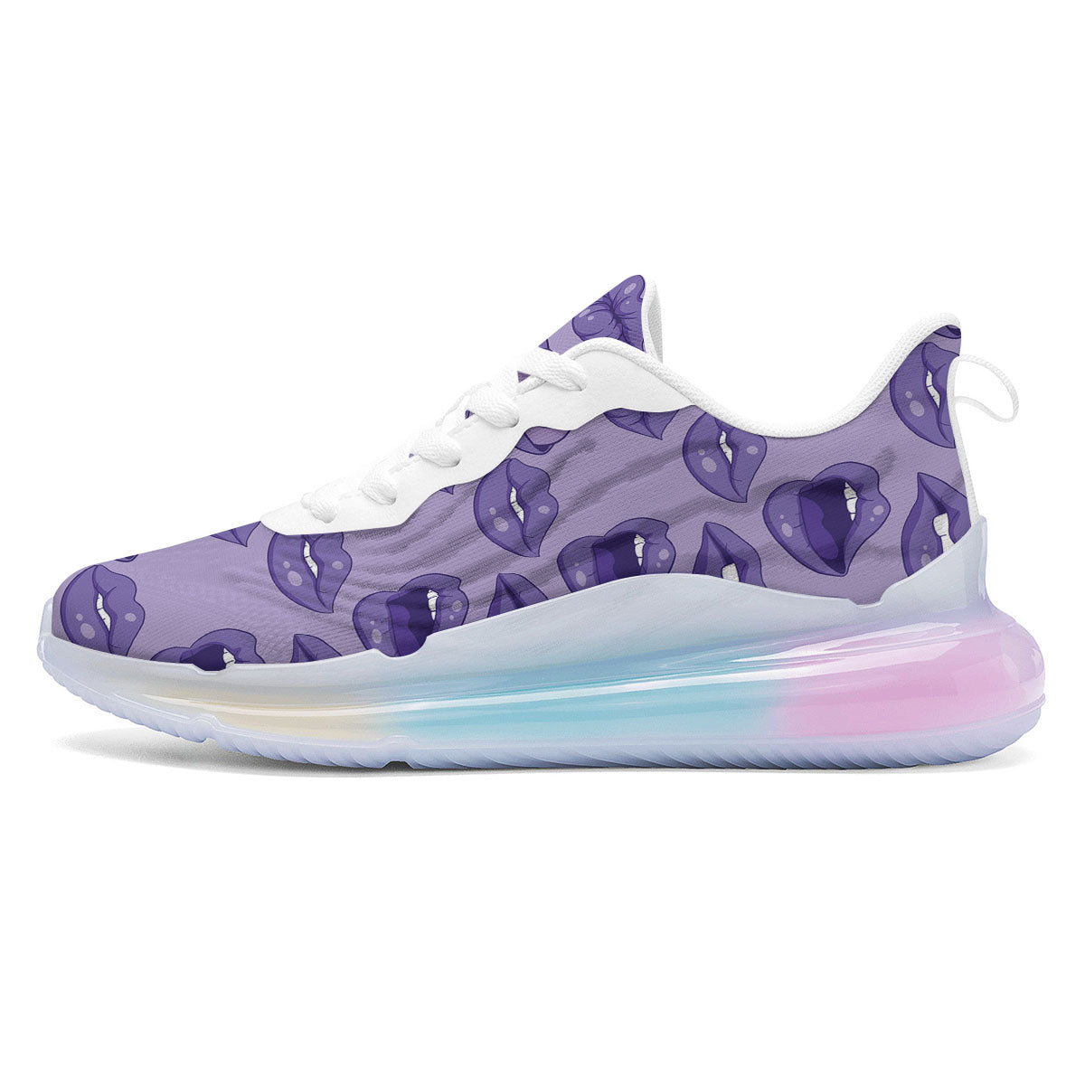 Lips Purple Print Pattern Running Sneakers-grizzshop