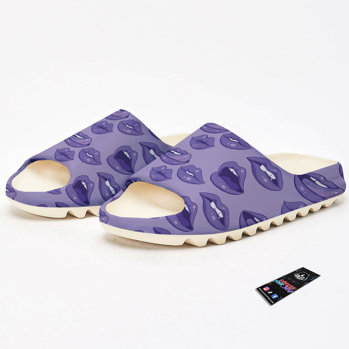 Lips Purple Print Pattern Sandals-grizzshop