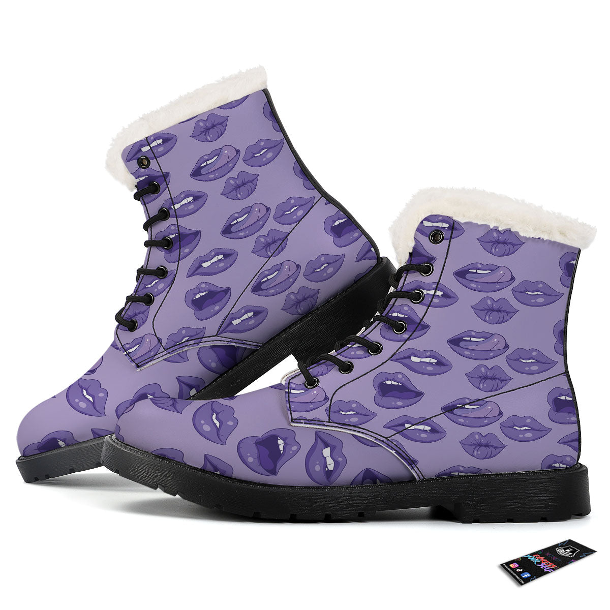 Lips Purple Print Pattern Winter Boots-grizzshop
