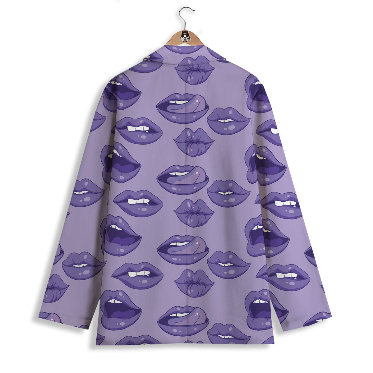 Lips Purple Print Pattern Women's Blazer-grizzshop