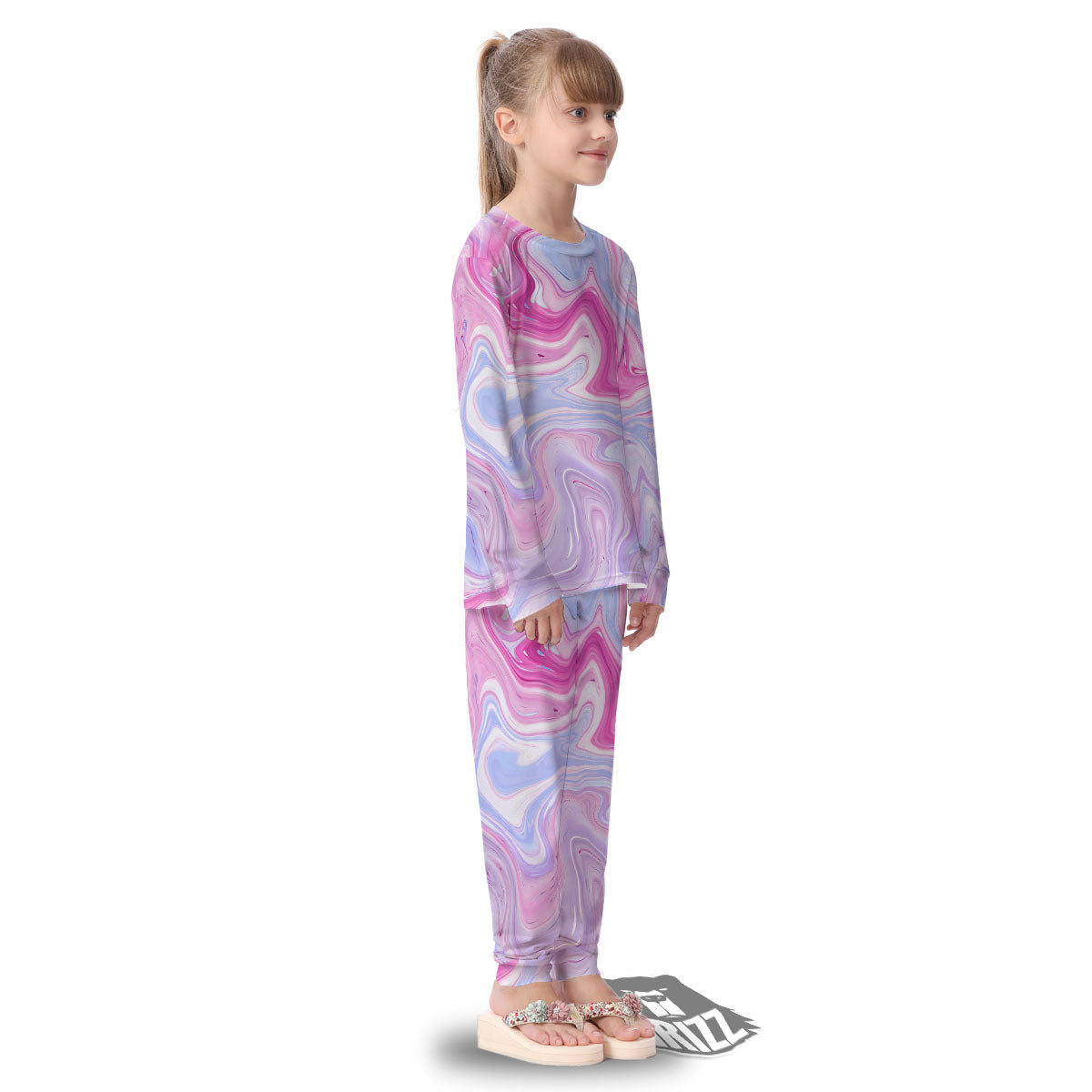 Liquid And Fluid Marble Pink Print Kid's Pajamas-grizzshop