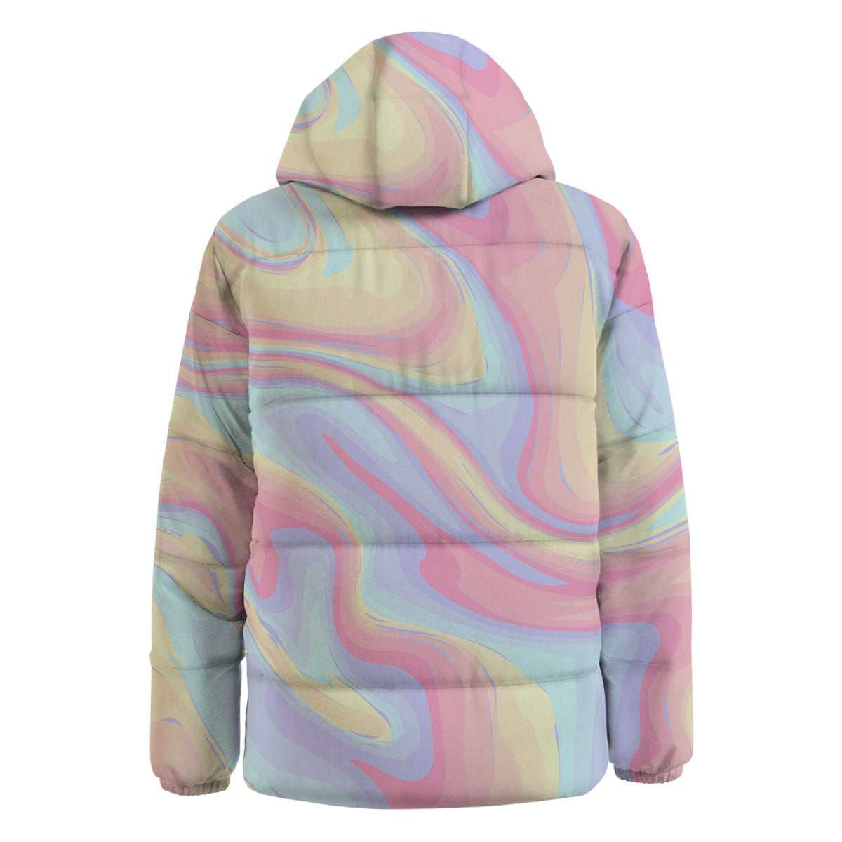 Liquid And Marble Pastel Print Down Jacket-grizzshop