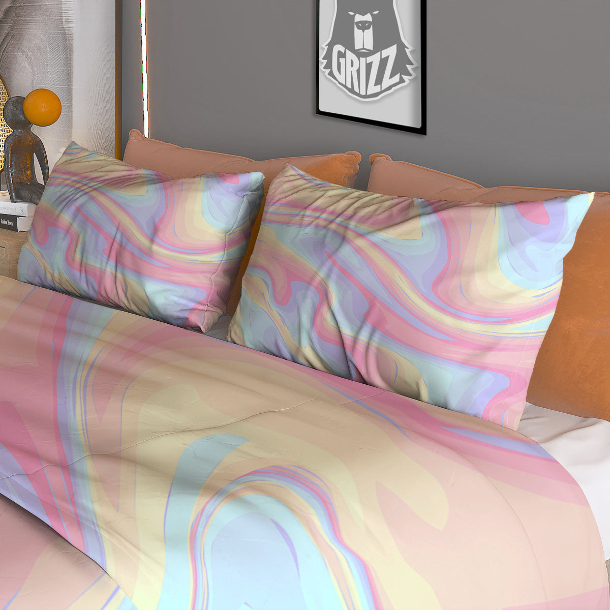 Liquid And Marble Pastel Print Duvet Cover Bedding Set
