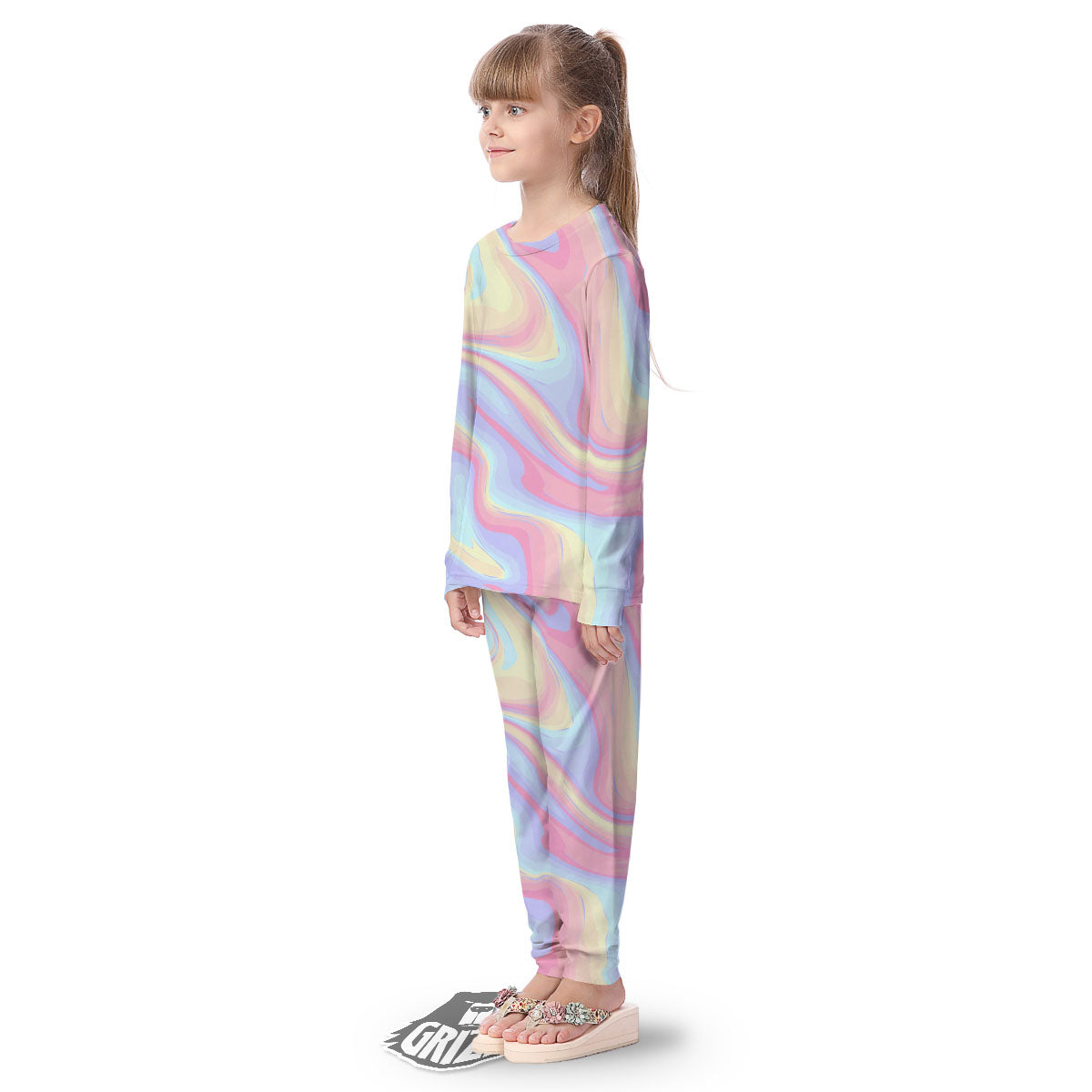 Liquid And Marble Pastel Print Kid's Pajamas-grizzshop