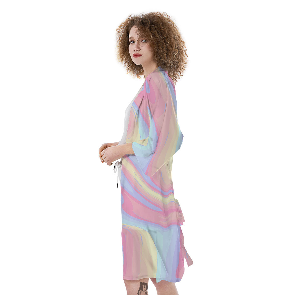 Liquid And Marble Pastel Print Kimono-grizzshop
