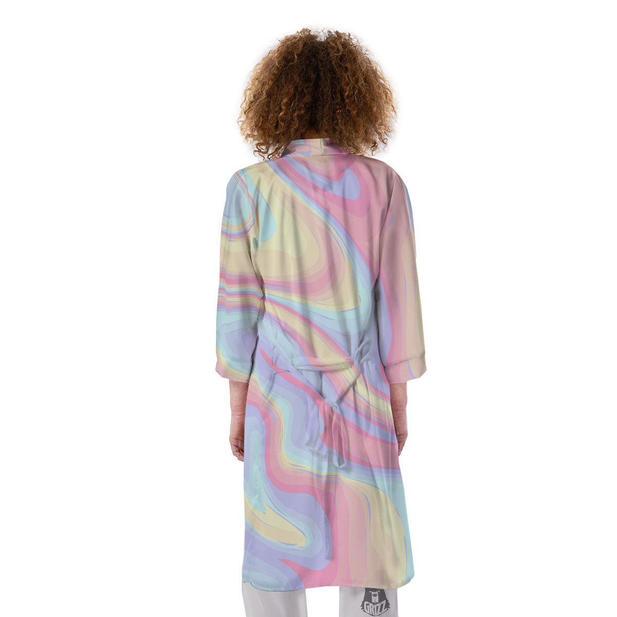 Liquid And Marble Pastel Print Kimono-grizzshop