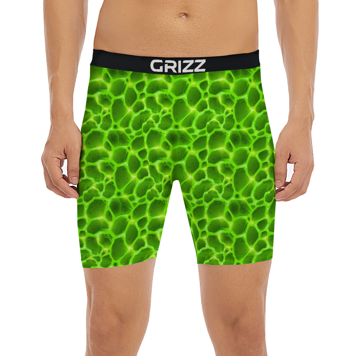 Liquid Lava Green Neon Print Pattern Boxer Briefs-grizzshop