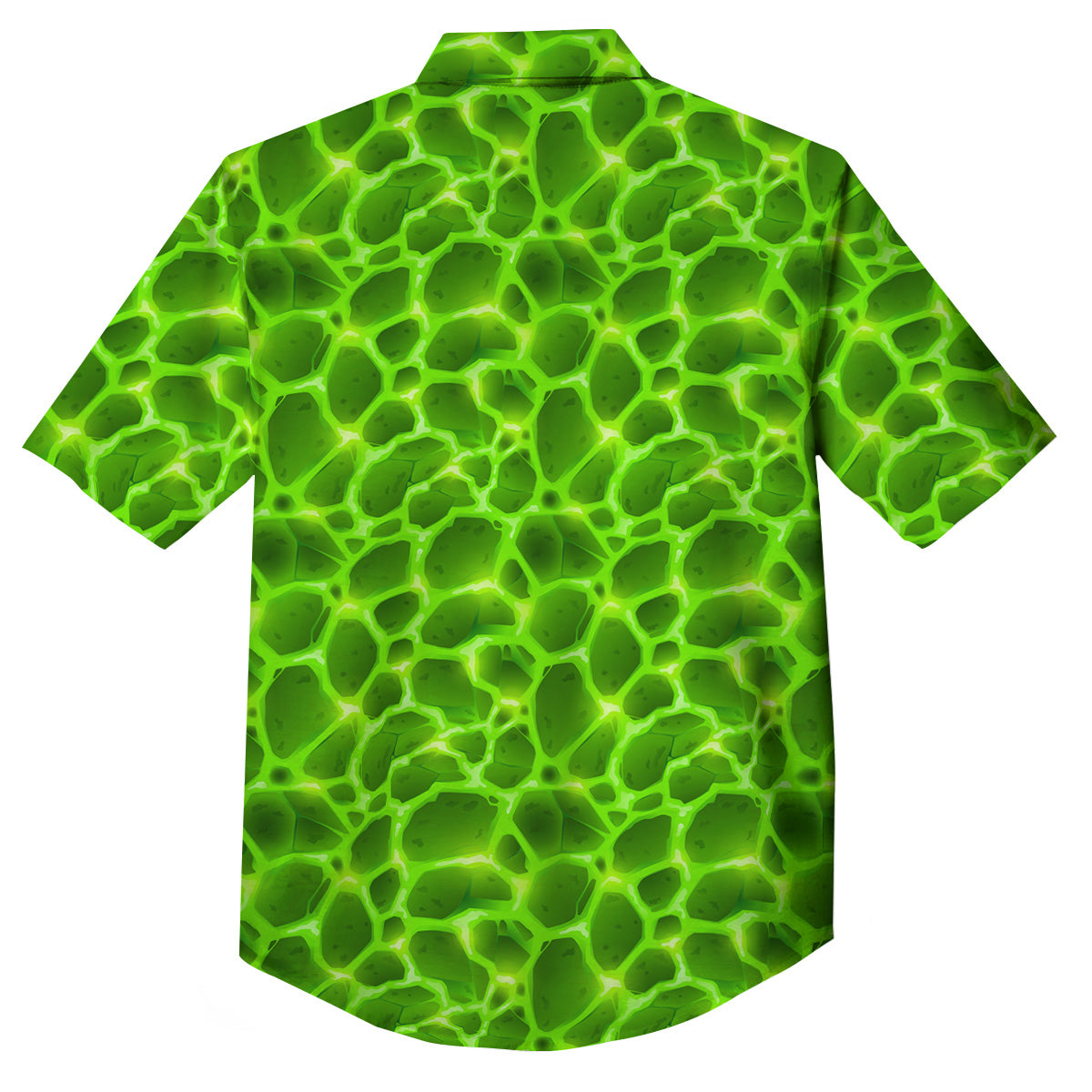 Liquid Lava Green Neon Print Pattern Button Up Shirt-grizzshop
