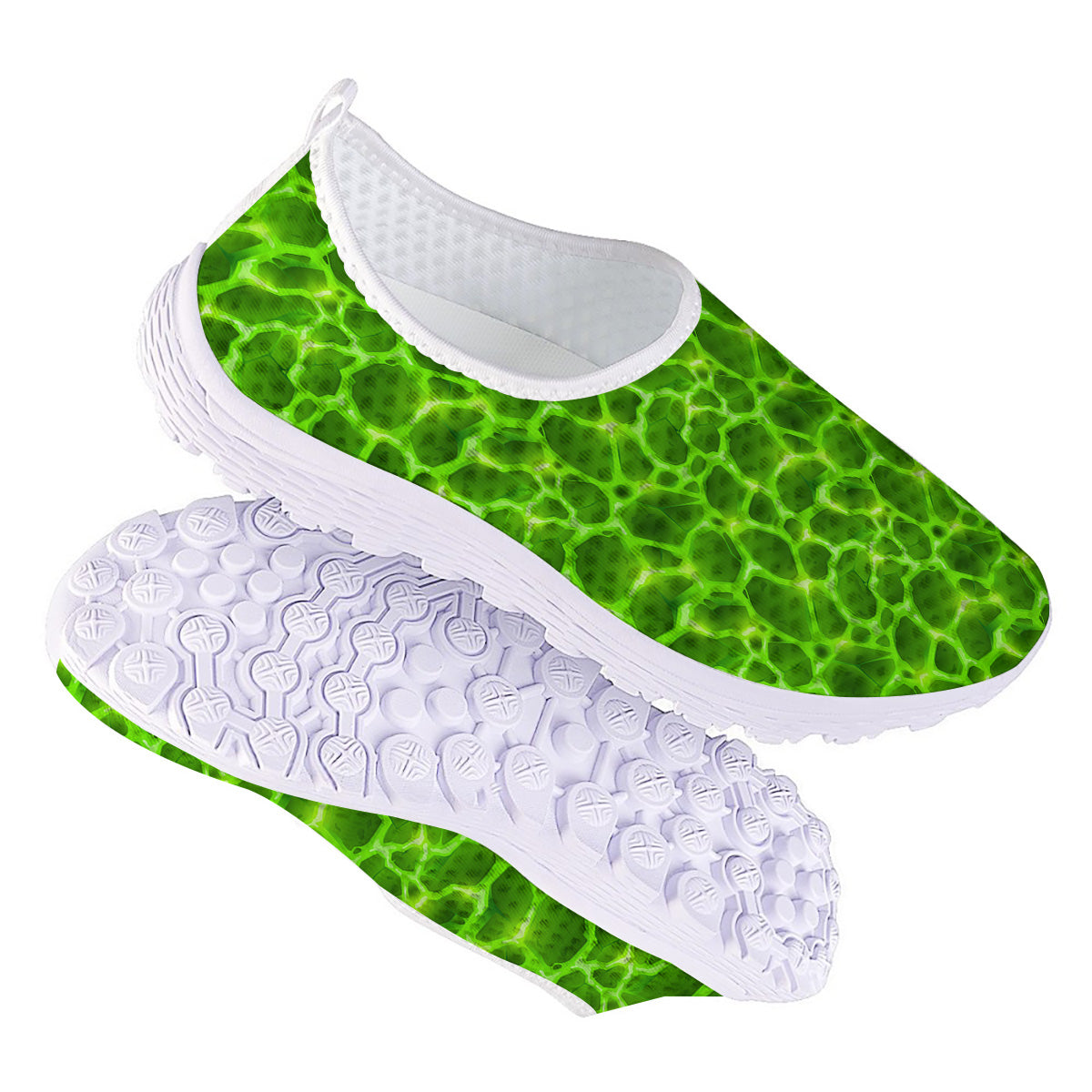 Liquid Lava Green Neon Print Pattern Nurse Shoes-grizzshop