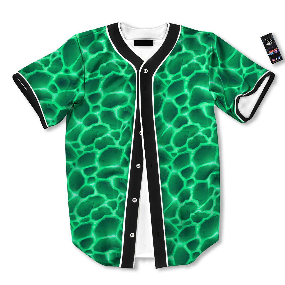 Liquid Lava Green Print Pattern Baseball Jersey-grizzshop