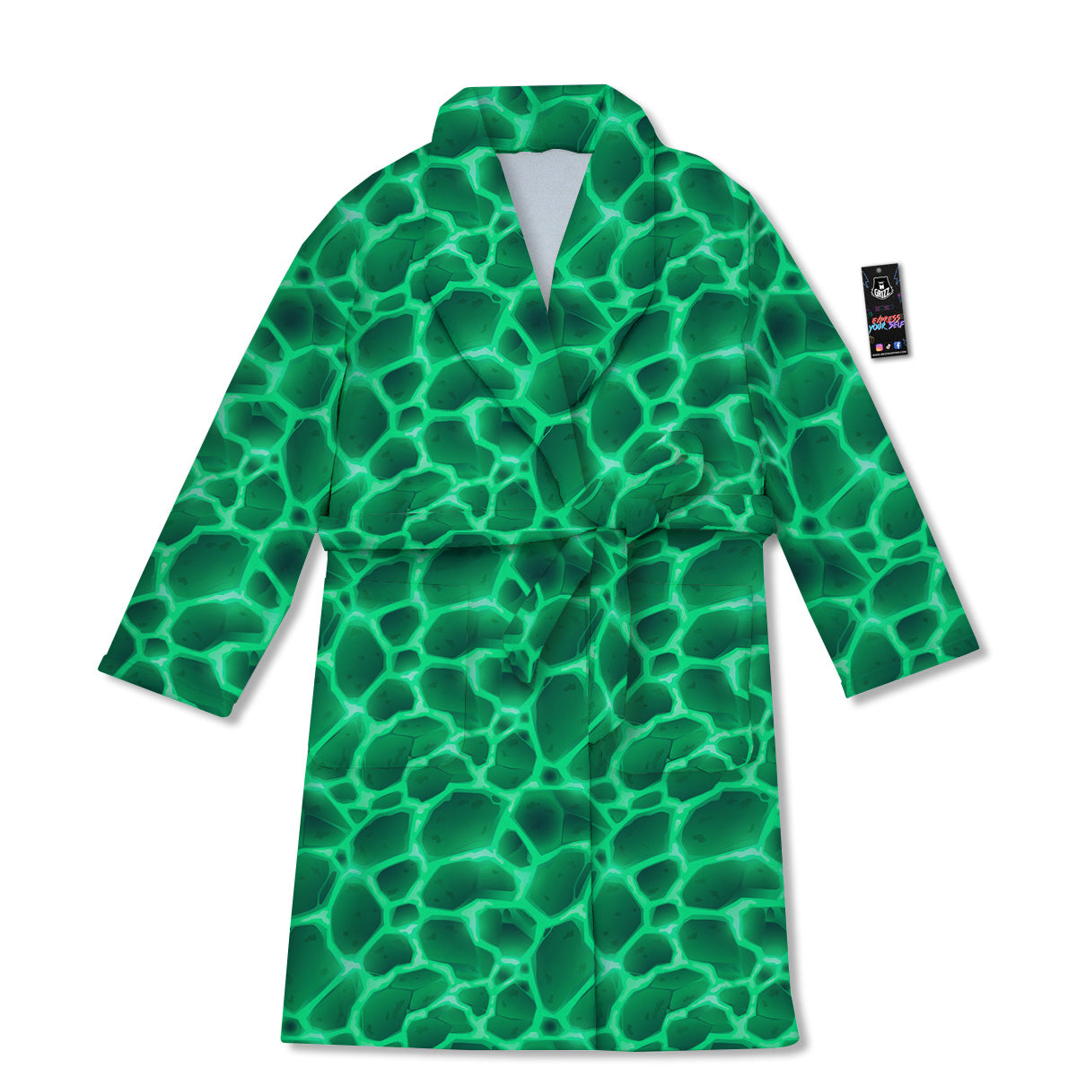 Liquid Lava Green Print Pattern Bathrobe-grizzshop