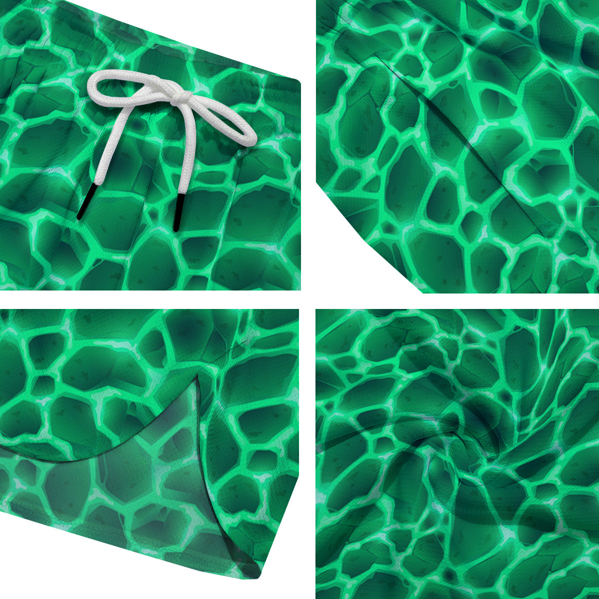 Liquid Lava Green Print Pattern Men's Running Shorts-grizzshop