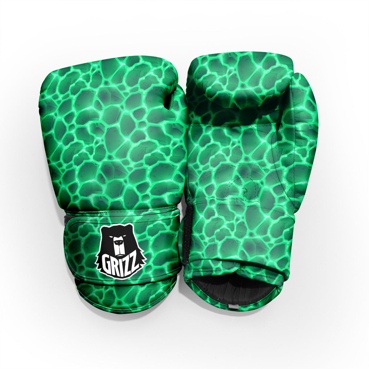 Liquid Lava Green Print Pattern Pro Boxing Glove