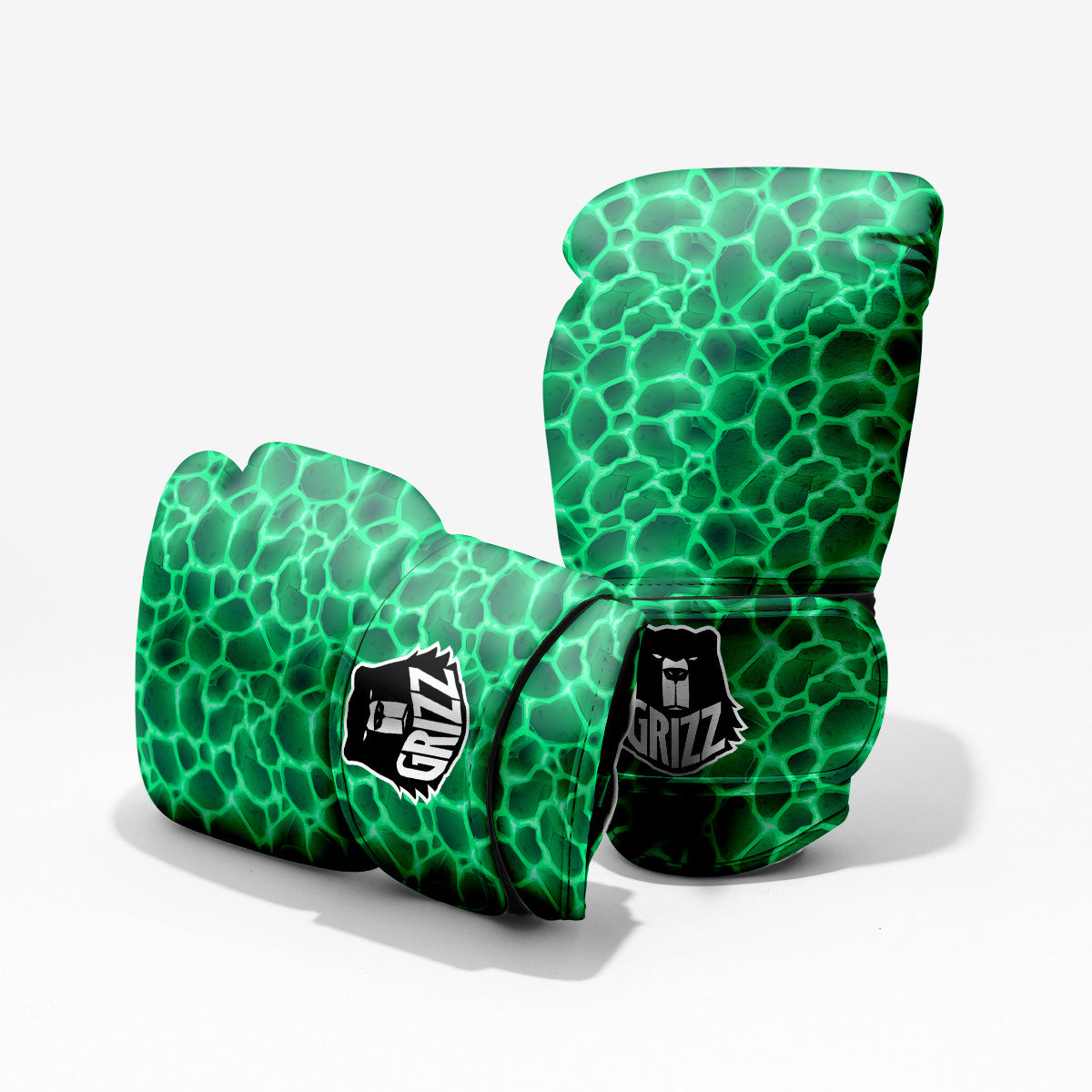 Liquid Lava Green Print Pattern Pro Boxing Glove