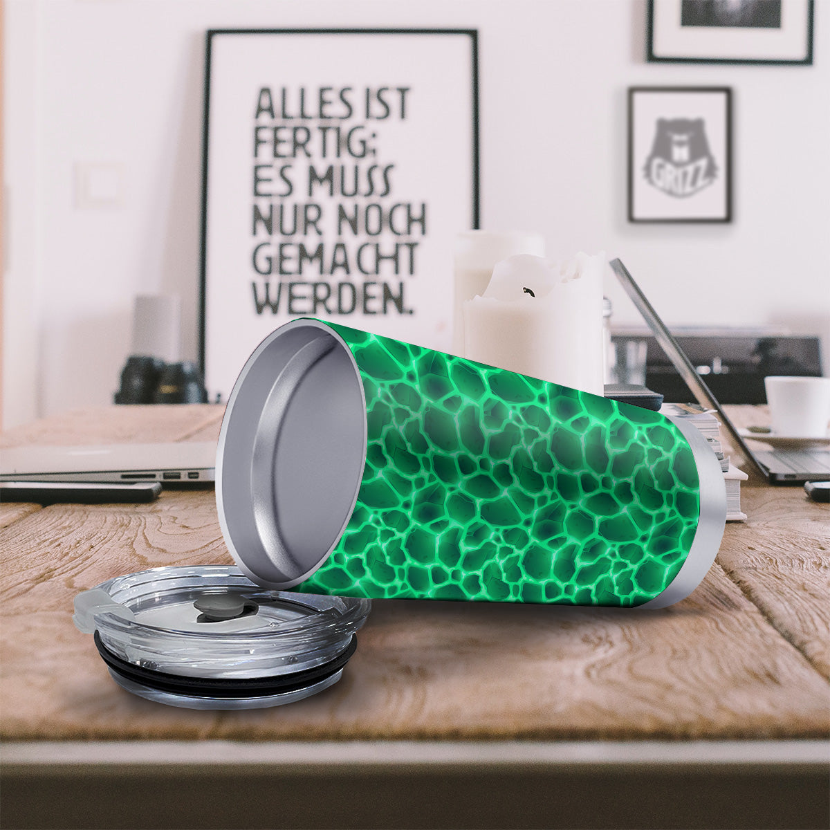 Liquid Lava Green Print Pattern Tumbler-grizzshop