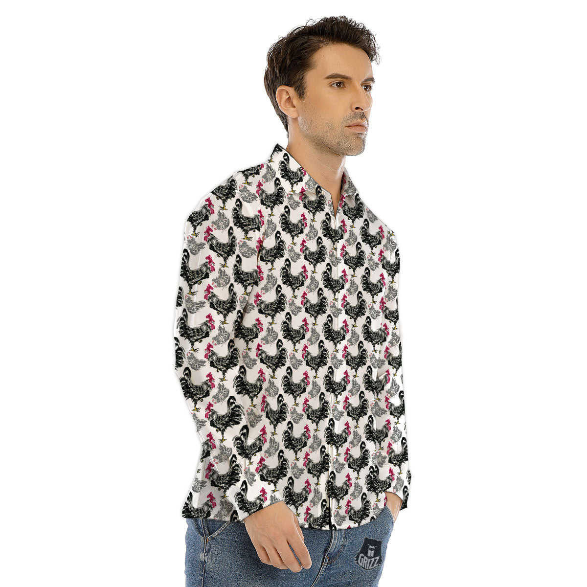 Liquid Lava Ice Blue Print Pattern Men's Dress Shirts-grizzshop