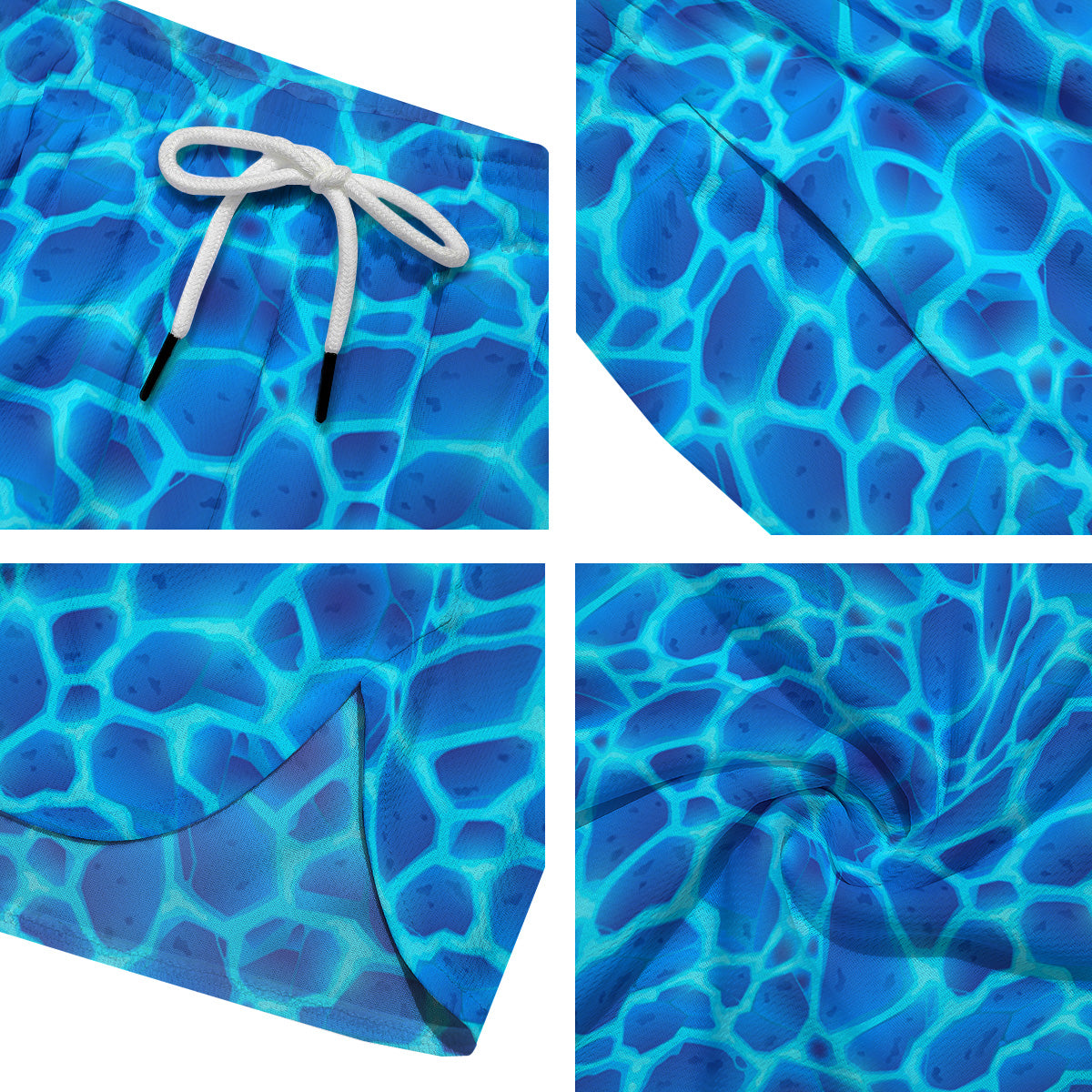 Liquid Lava Ice Blue Print Pattern Men's Running Shorts-grizzshop