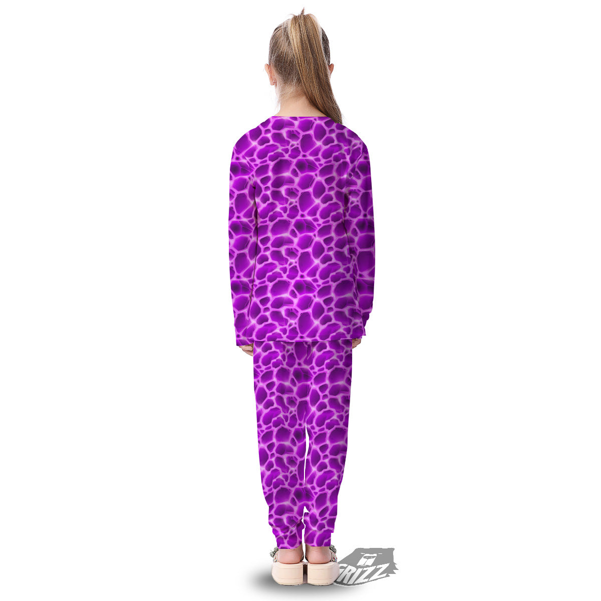 Liquid Lava Purple Print Pattern Kid's Pajamas-grizzshop