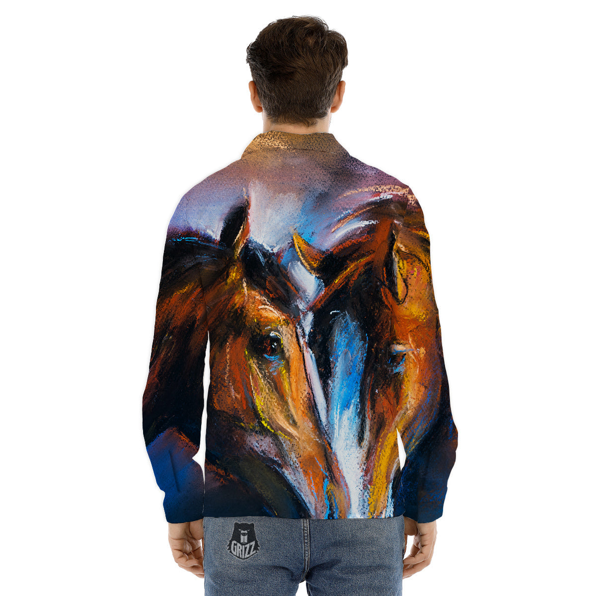 Liquid Lava Purple Print Pattern Men's Dress Shirts-grizzshop