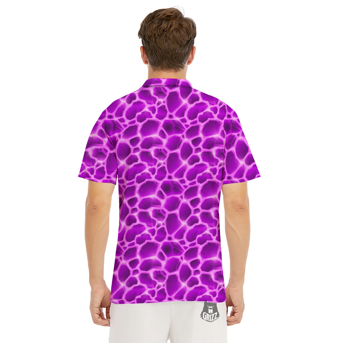 Liquid Lava Purple Print Pattern Men's Golf Shirts-grizzshop
