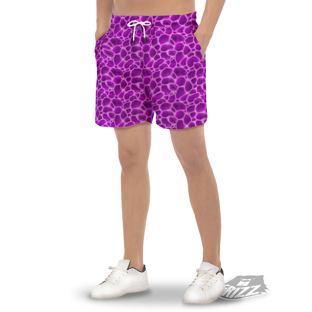 Liquid Lava Purple Print Pattern Men's Gym Shorts-grizzshop