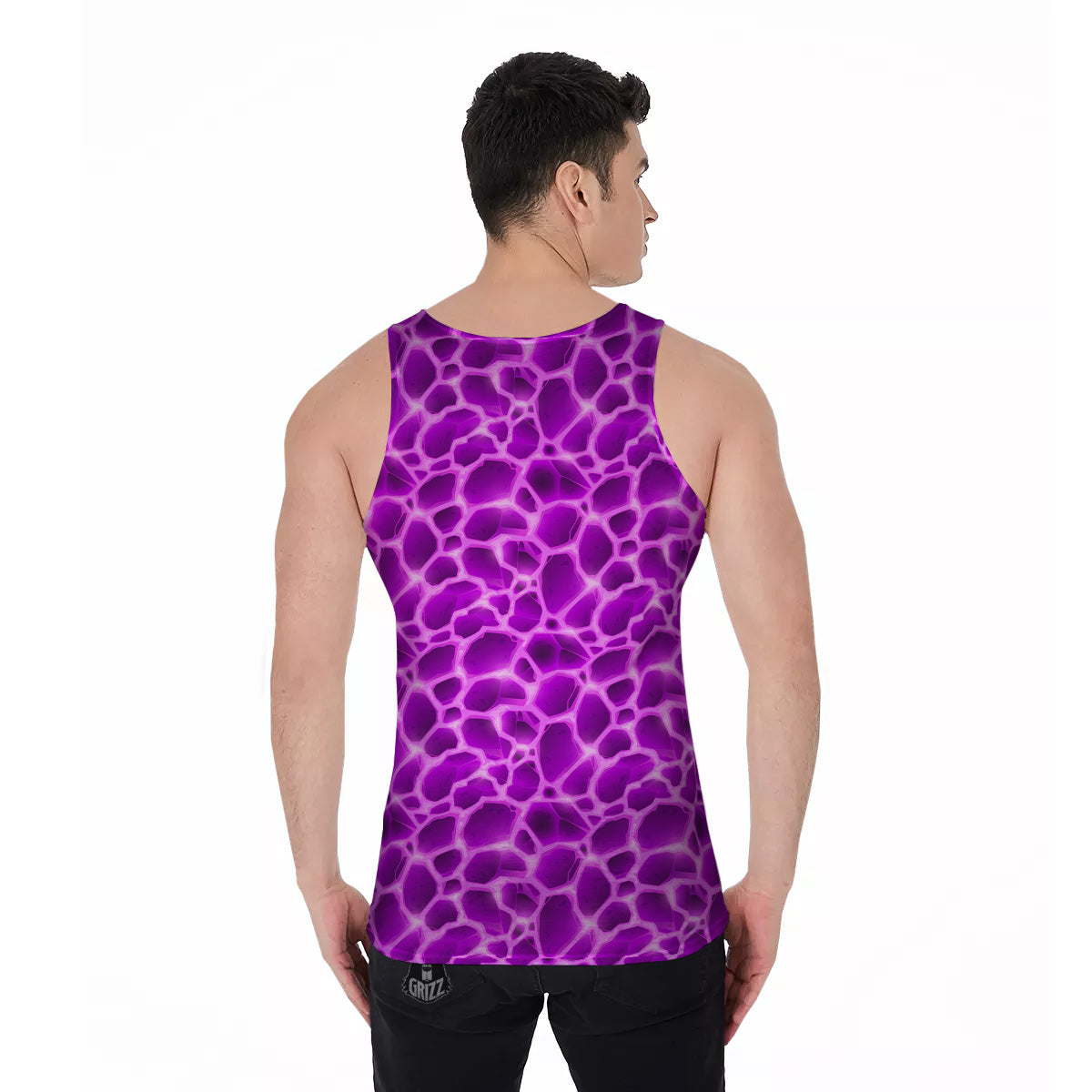 Liquid Lava Purple Print Pattern Men's Tank Top-grizzshop