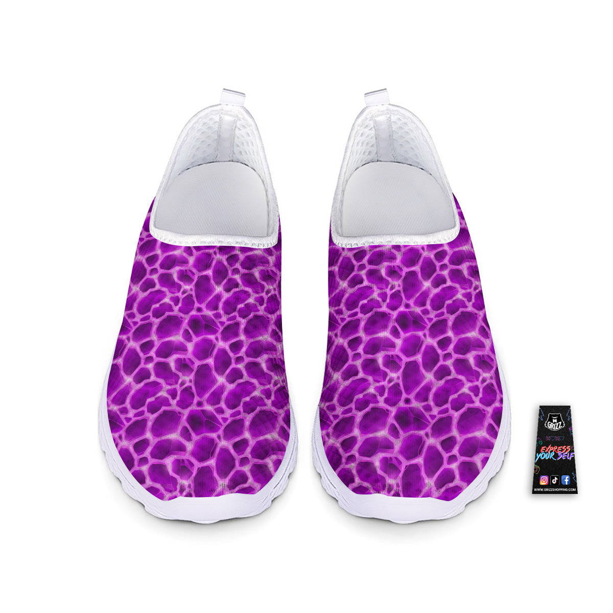 Liquid Lava Purple Print Pattern Nurse Shoes-grizzshop