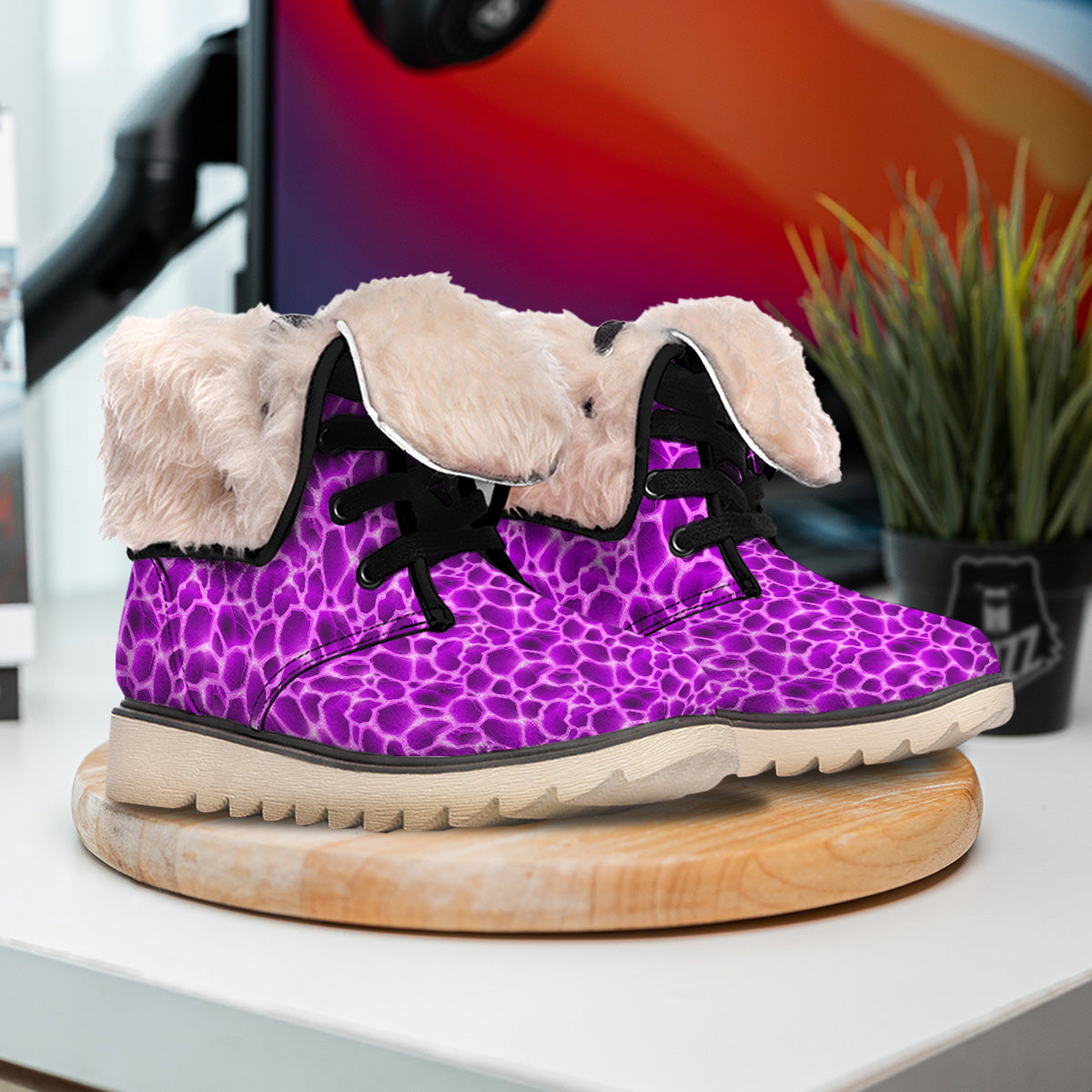 Liquid Lava Purple Print Pattern Snow Boots-grizzshop