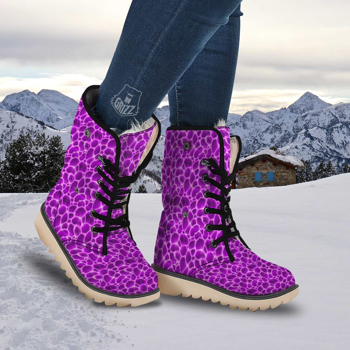Liquid Lava Purple Print Pattern Snow Boots-grizzshop