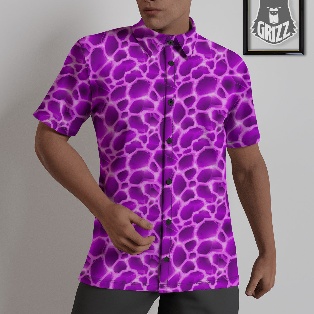 Liquid Lava Purple Print Pattern Untucked Shirts-grizzshop