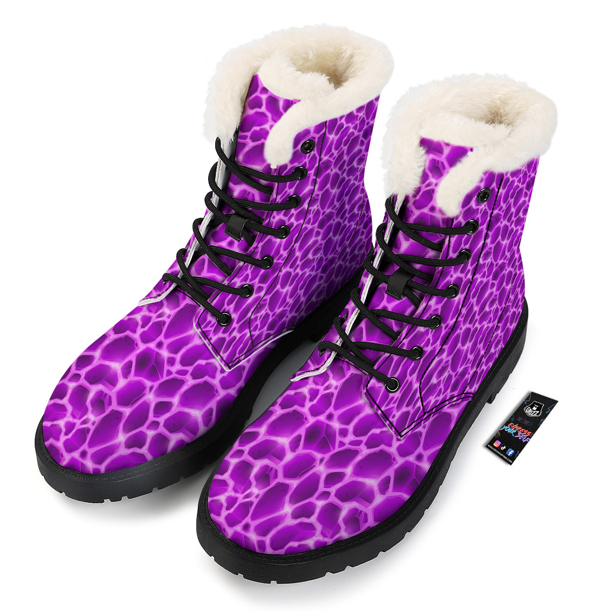 Liquid Lava Purple Print Pattern Winter Boots-grizzshop