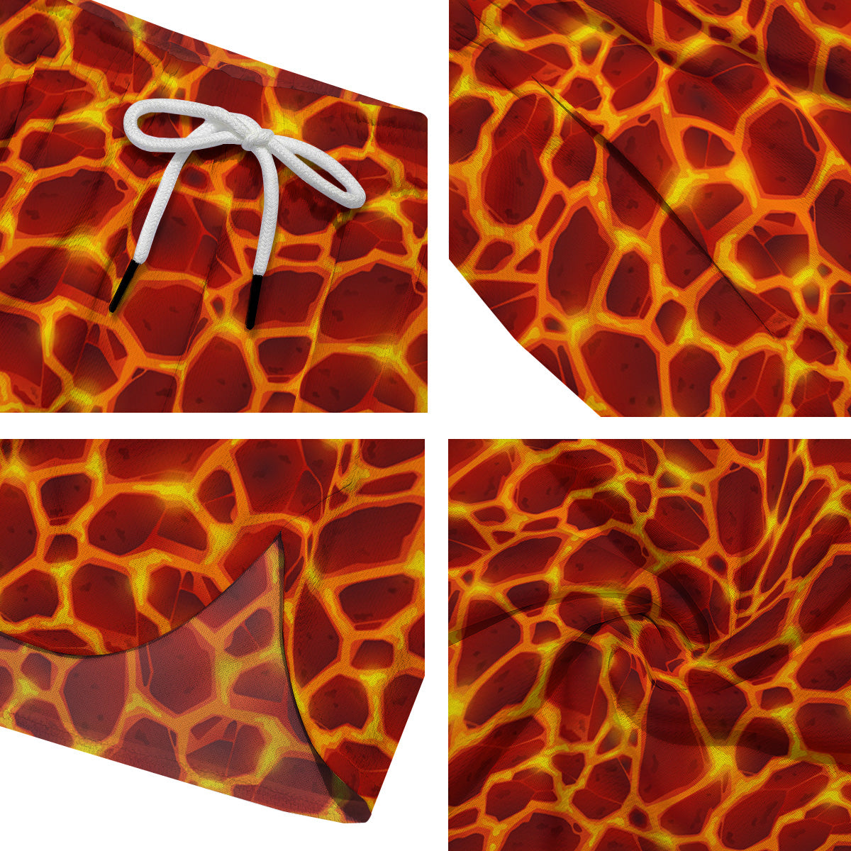 Liquid Lava Red Print Pattern Men's Running Shorts-grizzshop