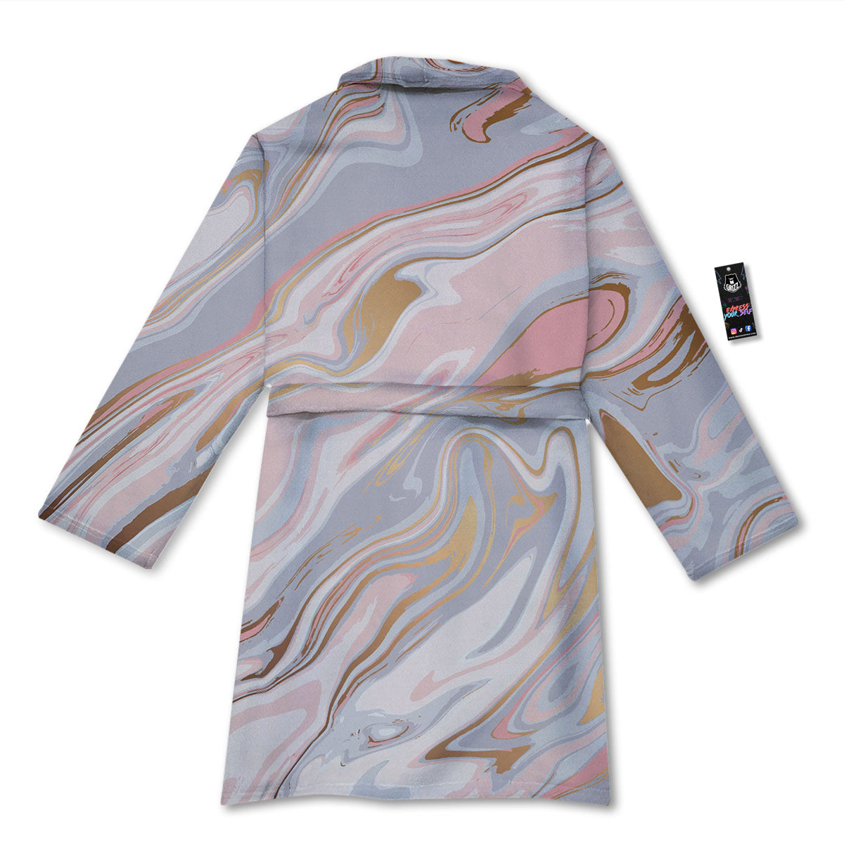 Liquid Marble Pink Print Bathrobe-grizzshop