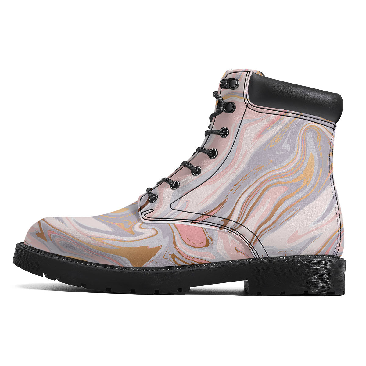 Liquid Marble Pink Print Boots-grizzshop
