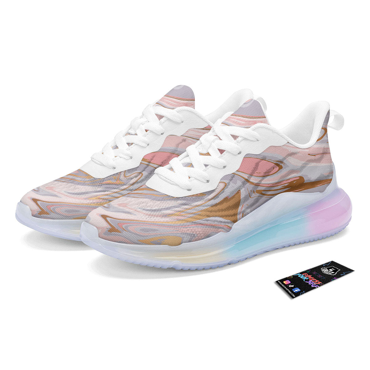 Liquid Marble Pink Print Running Sneakers-grizzshop