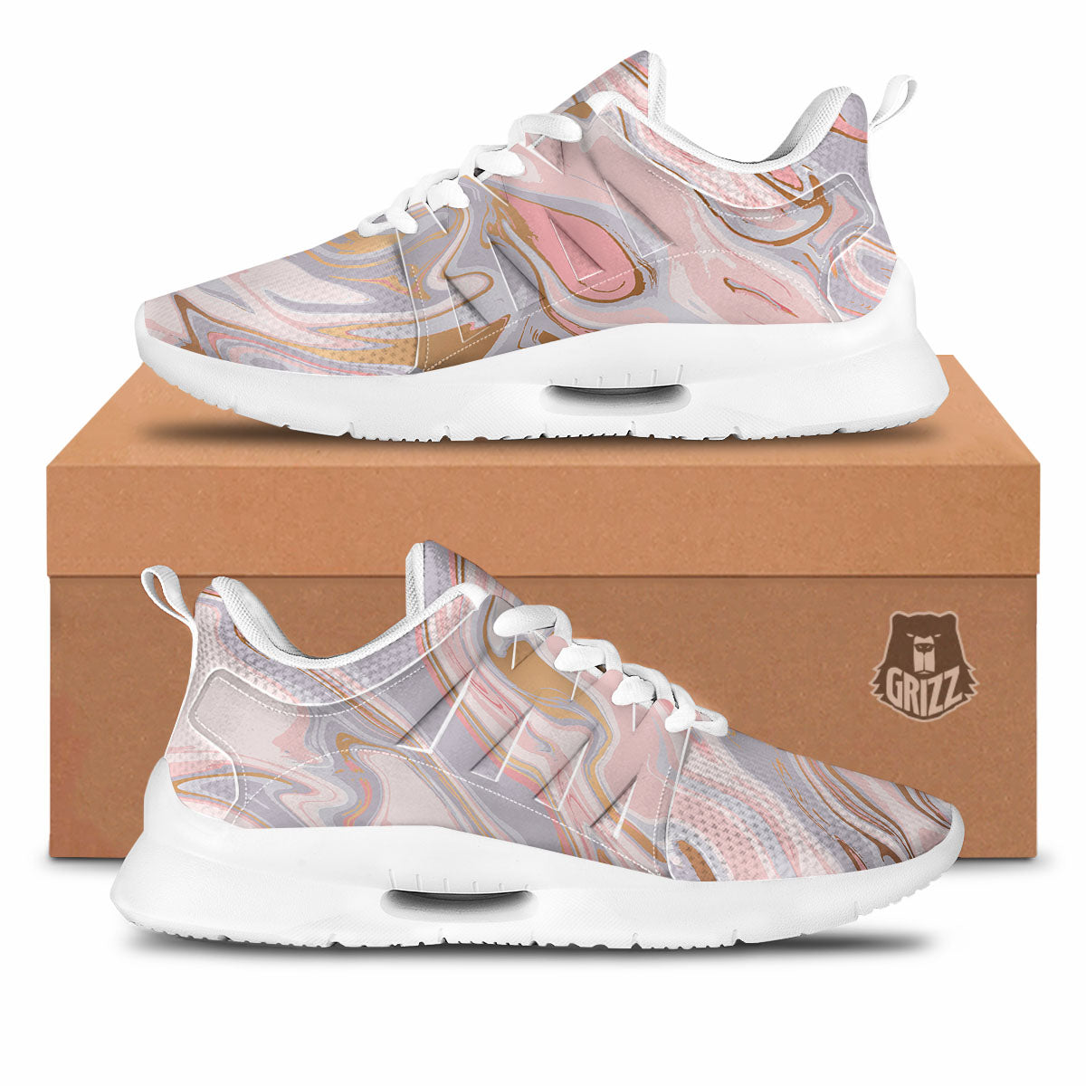 Liquid Marble Pink Print Tennis Shoes-grizzshop