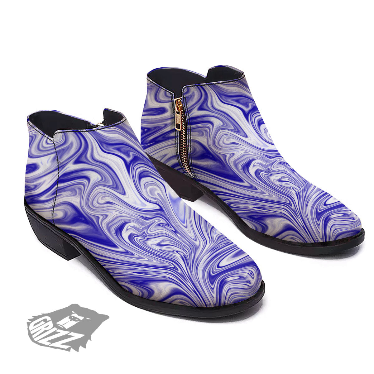Liquid Psychedelic Print Pattern Ankle Boots-grizzshop