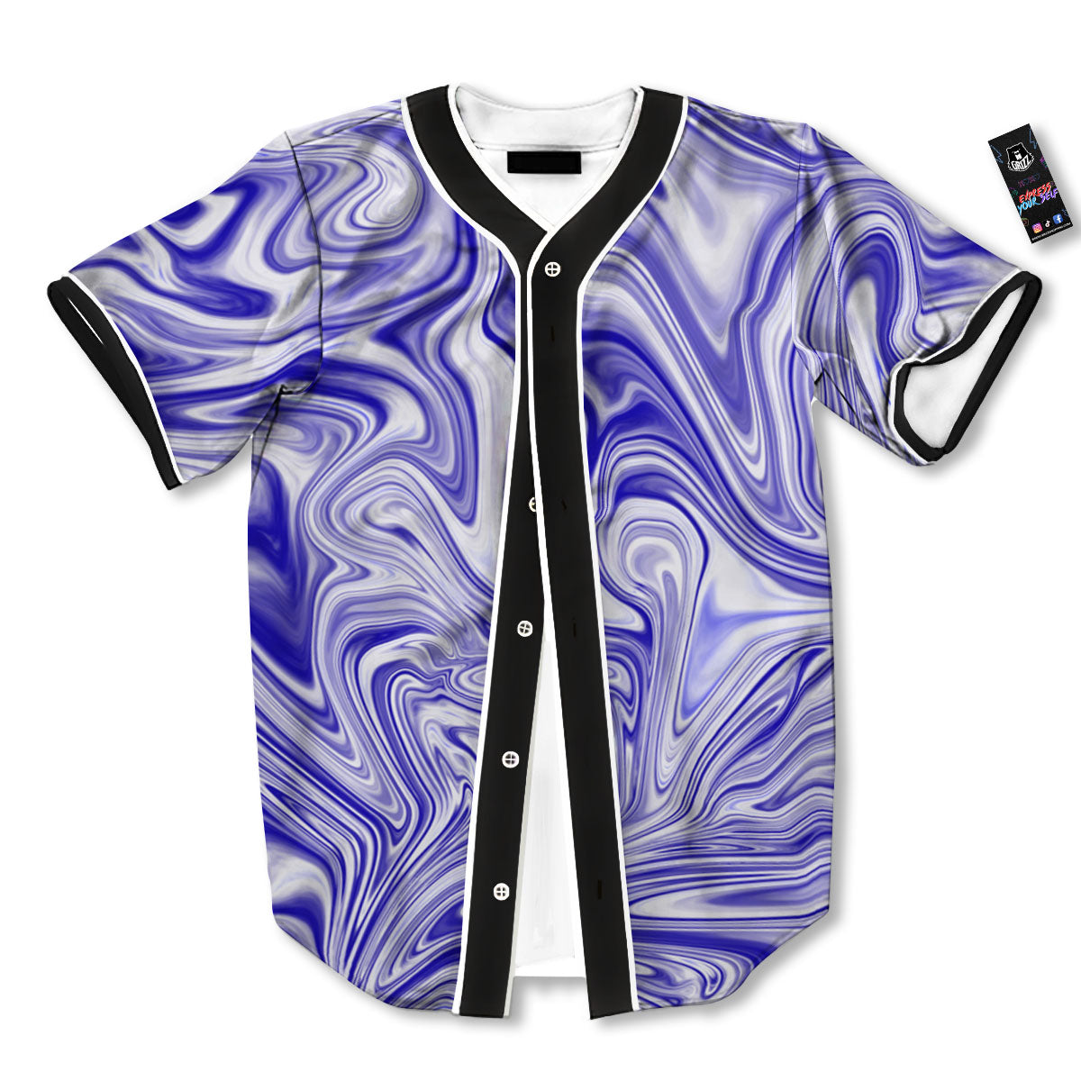Liquid Psychedelic Print Pattern Baseball Jersey-grizzshop