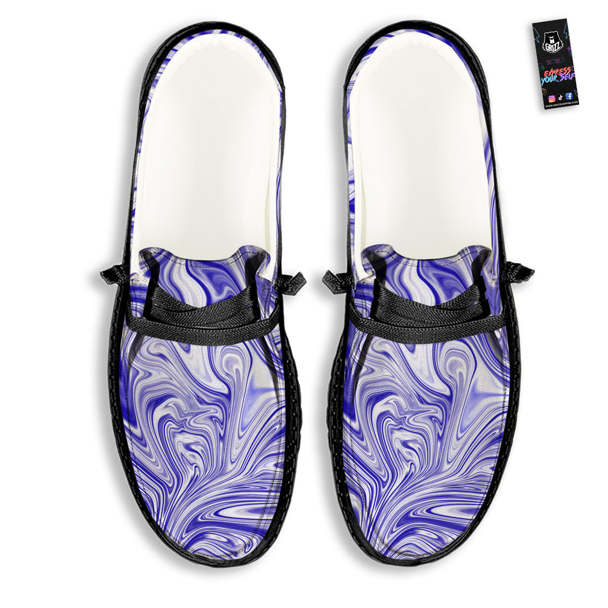 Liquid Psychedelic Print Pattern Black Loafers-grizzshop