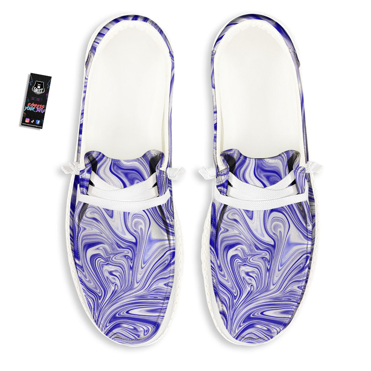 Liquid Psychedelic Print Pattern Black Loafers-grizzshop