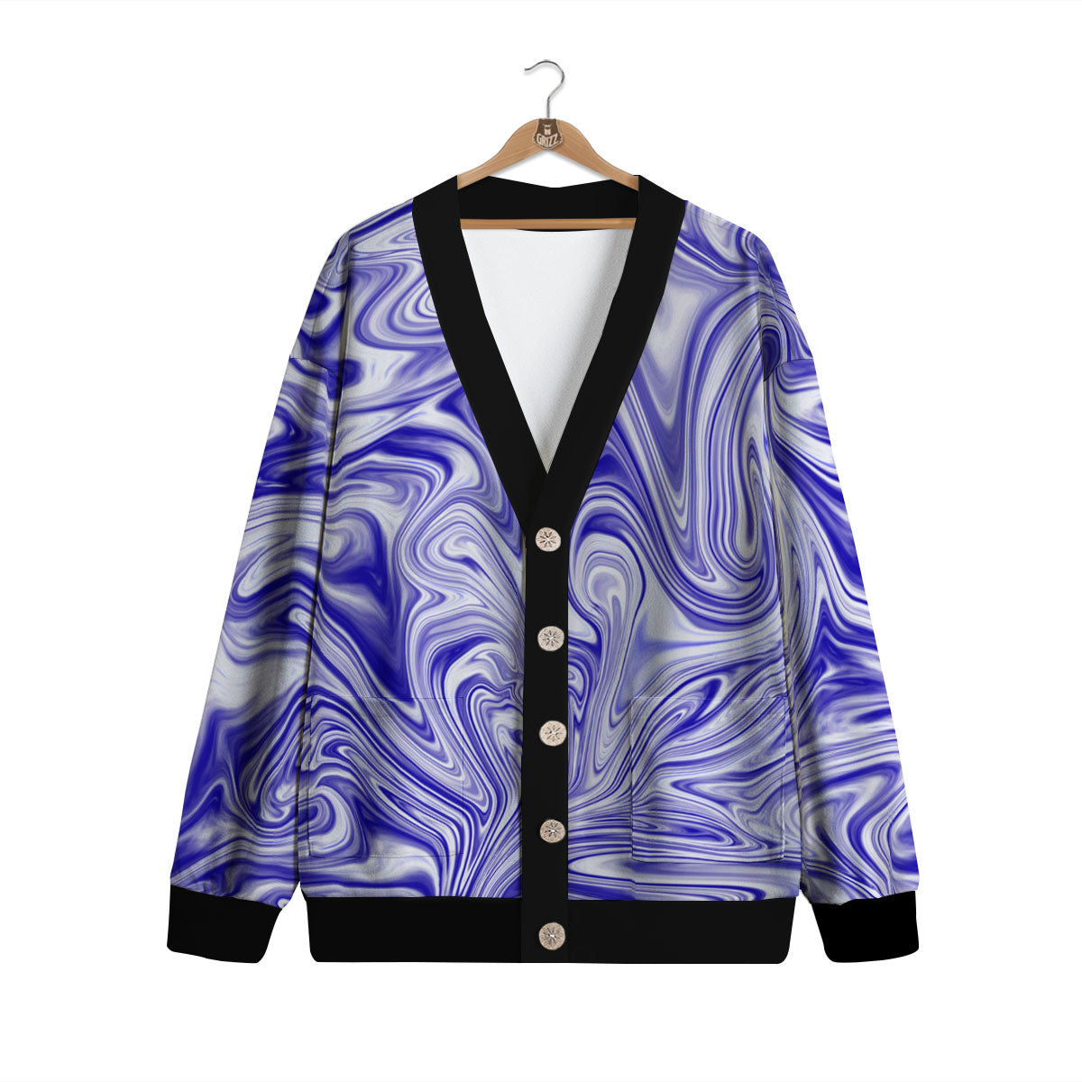 Liquid Psychedelic Print Pattern Cardigan-grizzshop