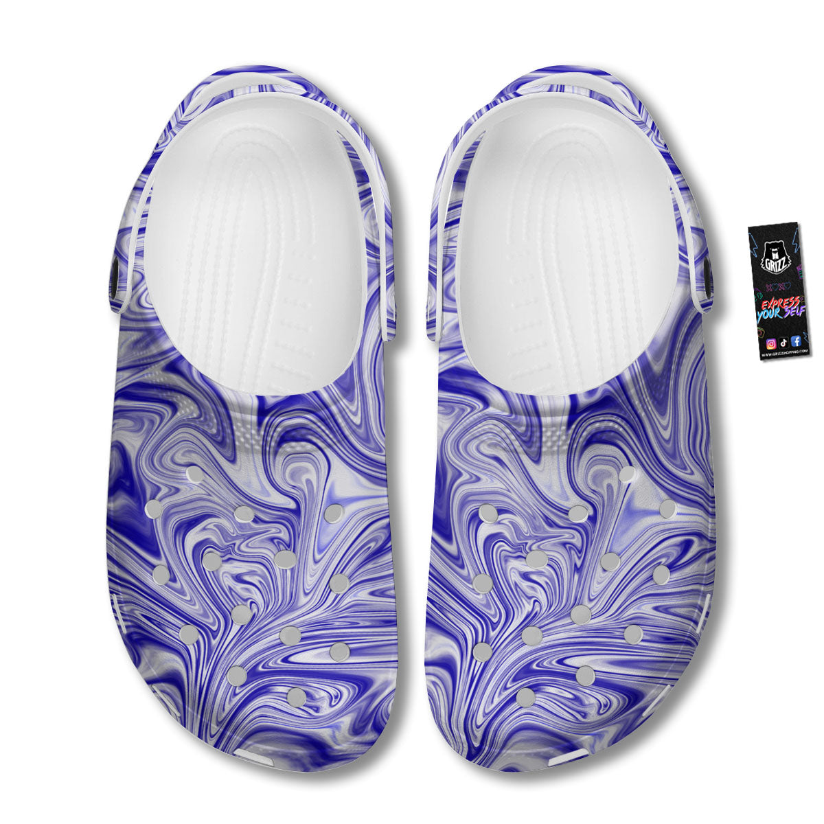 Liquid Psychedelic Print Pattern Clog-grizzshop