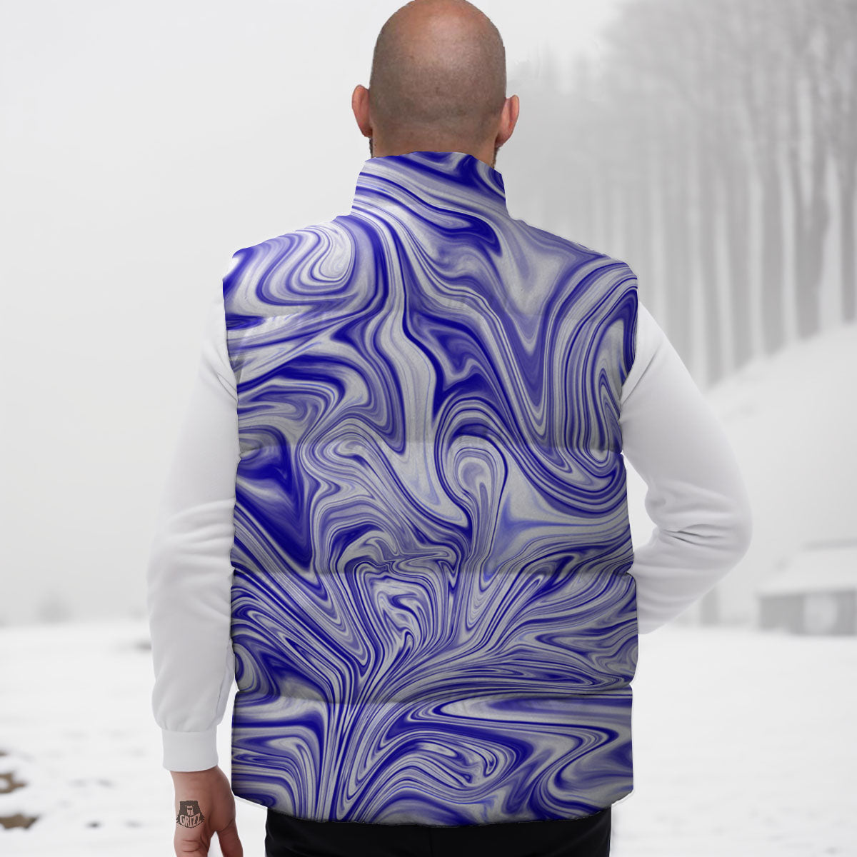 Liquid Psychedelic Print Pattern Down Vest