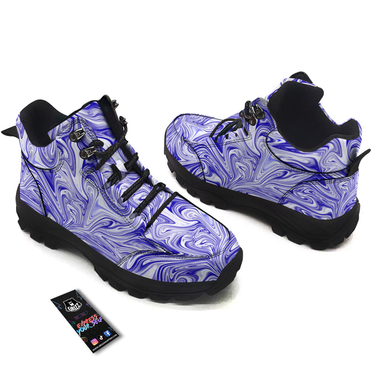 Liquid Psychedelic Print Pattern Hiking Shoes-grizzshop