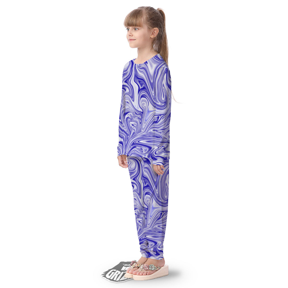 Liquid Psychedelic Print Pattern Kid's Pajamas-grizzshop