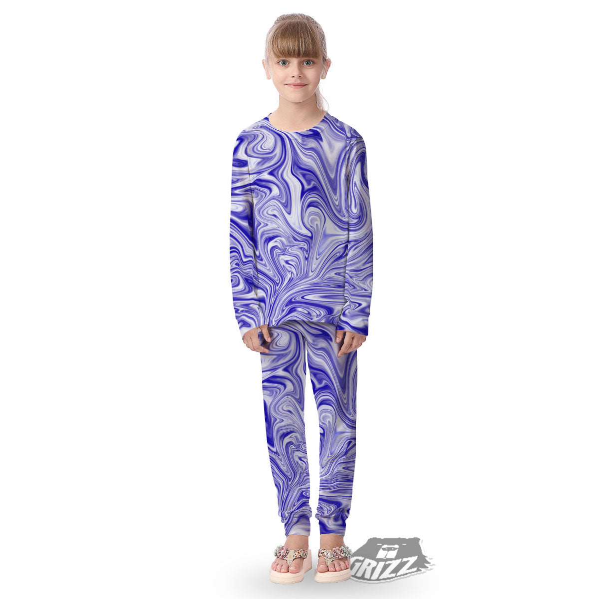 Liquid Psychedelic Print Pattern Kid's Pajamas-grizzshop